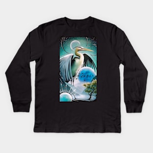 The Great Blue Heron Kids Long Sleeve T-Shirt